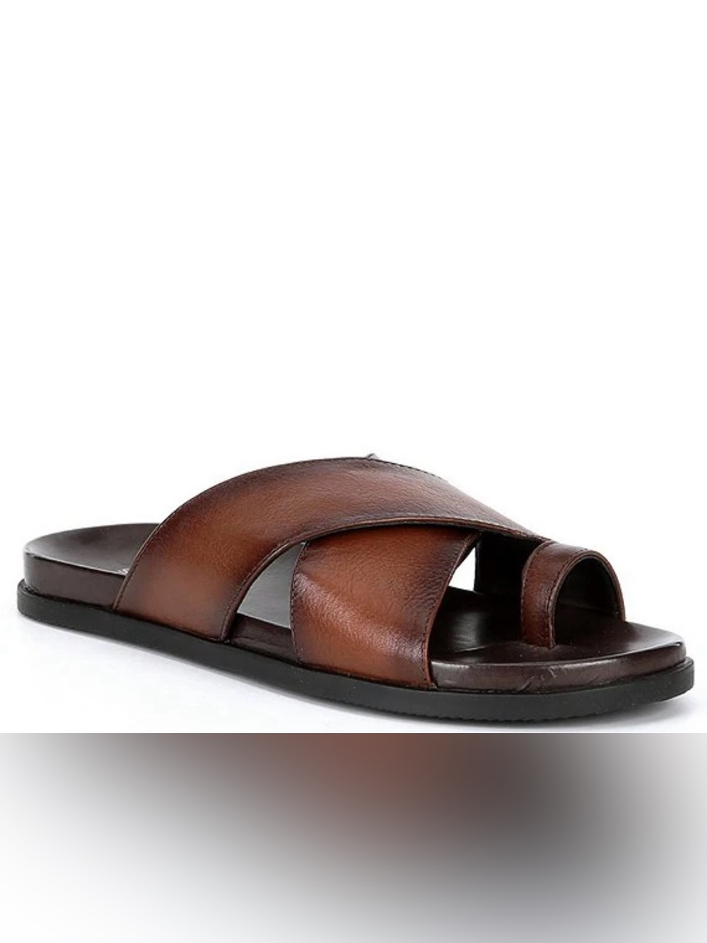 Section X Men's Santiago Brown Leather Crossover Slide Sandals